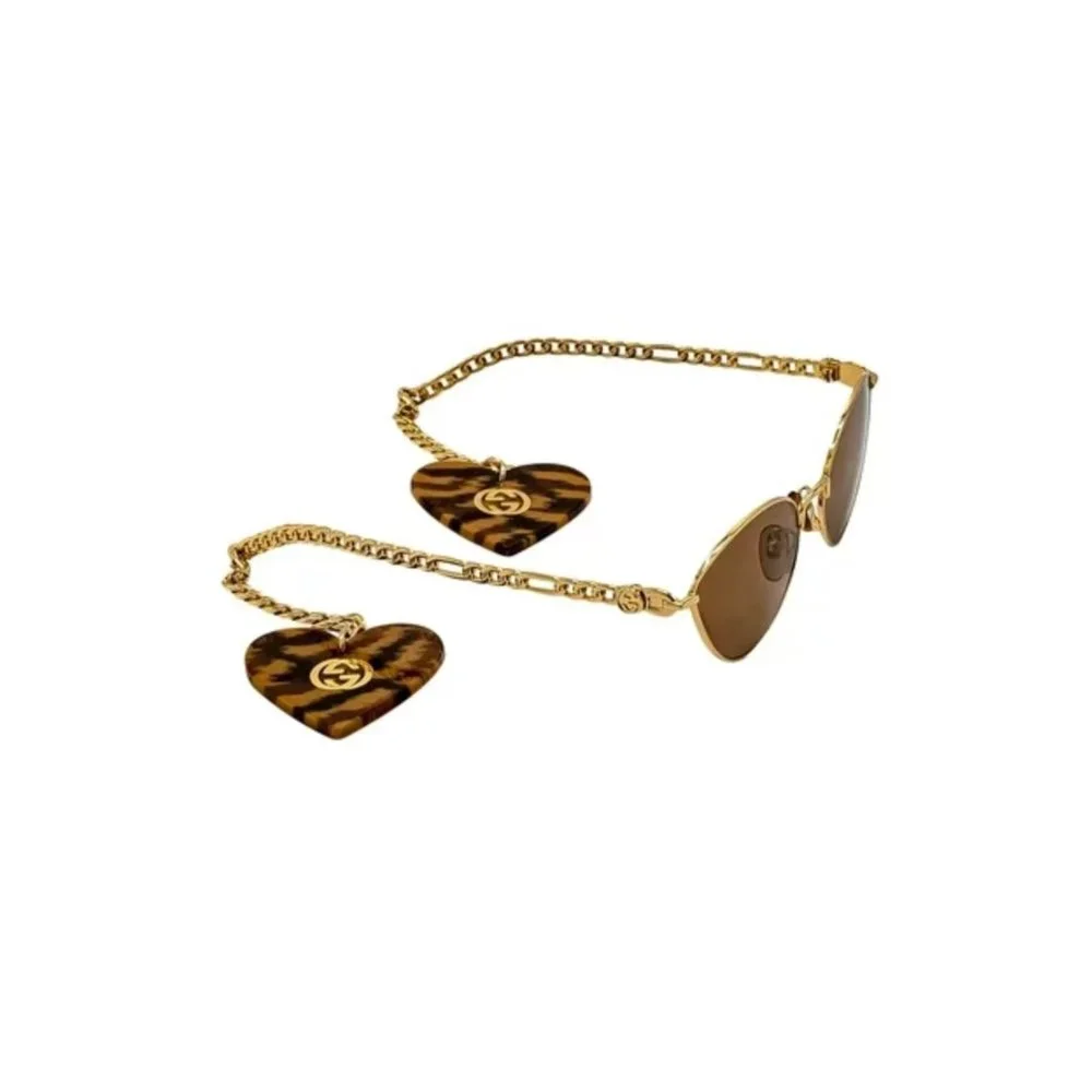 Gucci Gold Chain Sunglasses with Removable Charma
